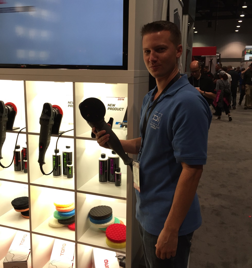 Chemical Guys TORQ 10FX Random Orbital Polisher - Greg holding it