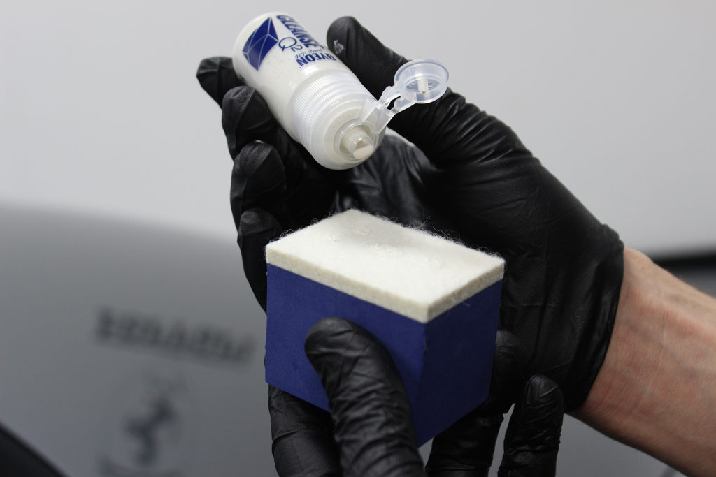Applying Gyeon Cleanse to Large Foam Block