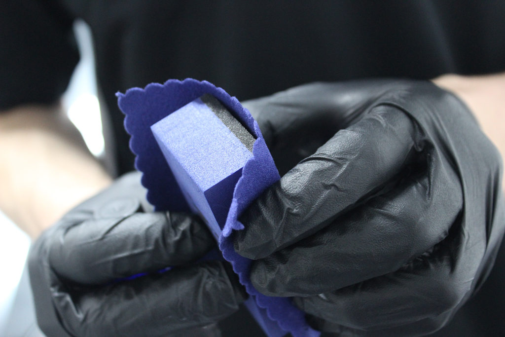 Wrap micro suede around small foam block