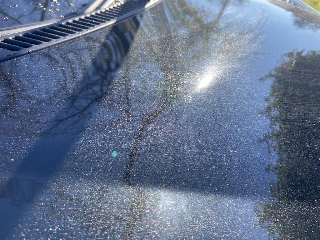 Water trails on car paint