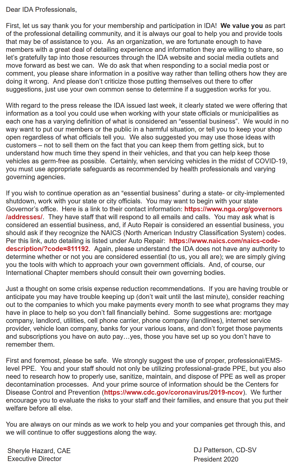IDA Press Release 03-24-2020