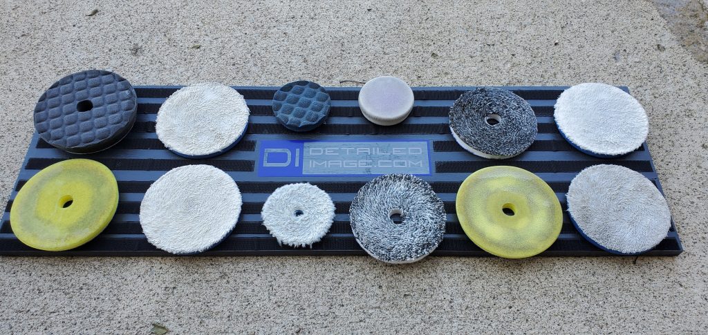 Dirty pads arranged on the board for washing
