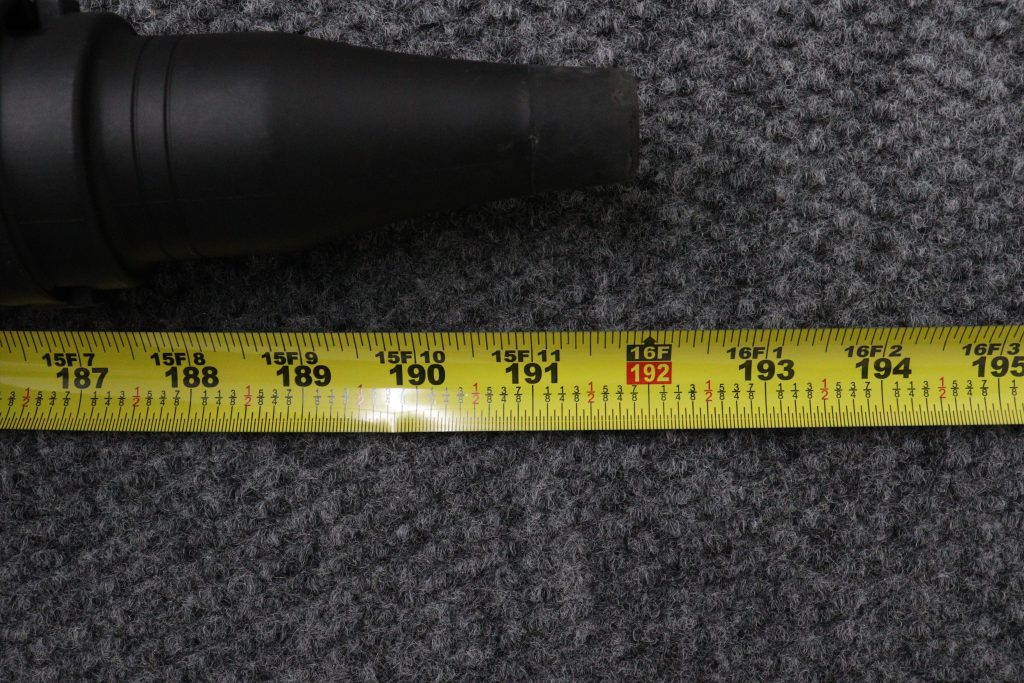 Powered on, the hose measures at 16ft