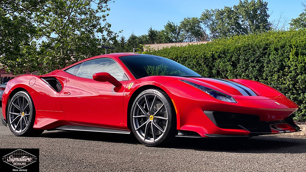 Ferrari 488 Pista Paint Protection Film Installation on Full Front End - Signature Detailing NJ