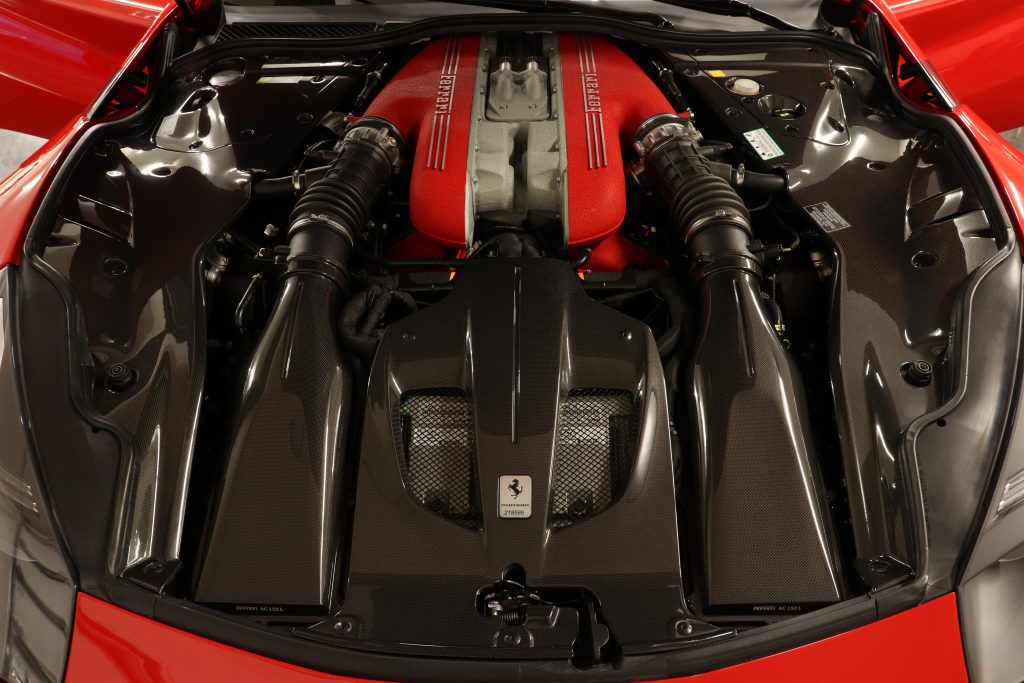 Ferrari F12 TDF Engine wiped down completely with Sonax Ceramic Ultra Slick Detailer