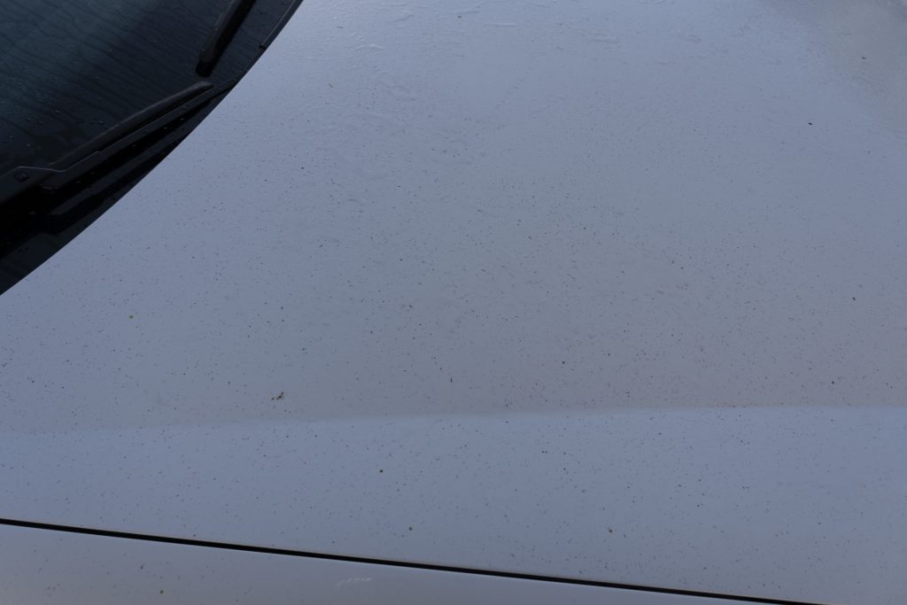 iron deposits on white paint