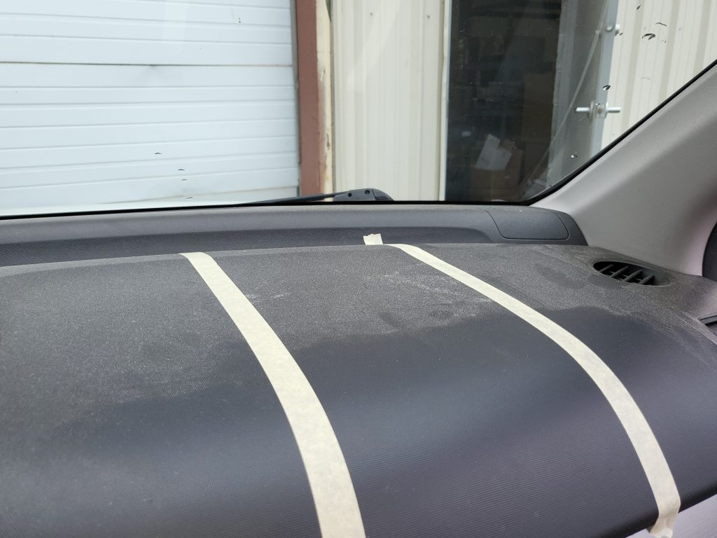 Dashboard sectioned using masking tape