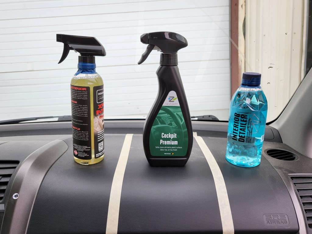 P&S XPRESS Interior Cleaner, Nextzett Cockpit Premium, and Gyeon Interior Detailer