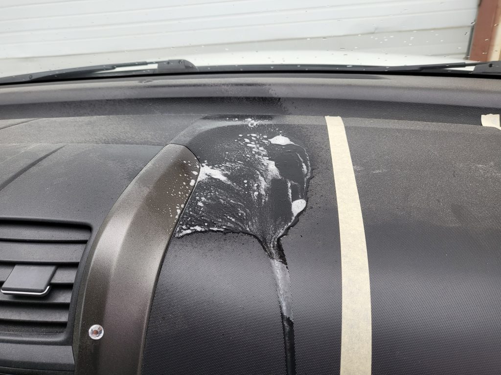 P&S XPRESS Interior Cleaner Sprayed on Dashboard