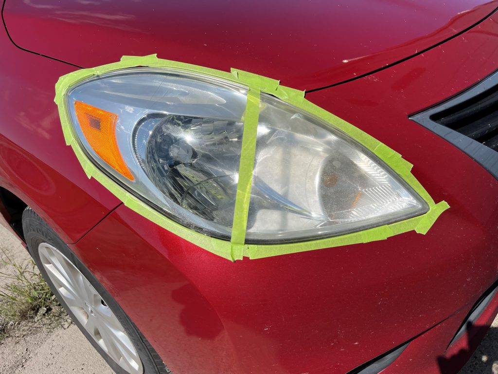 headlight half polished