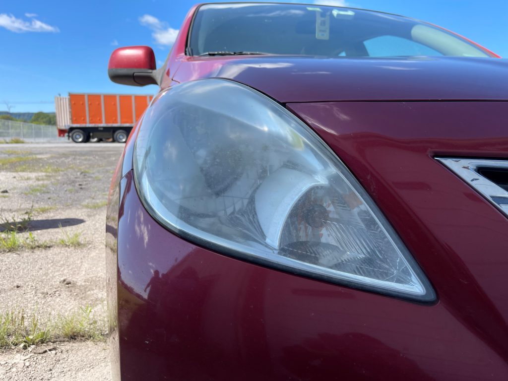 faded and oxidized headlight