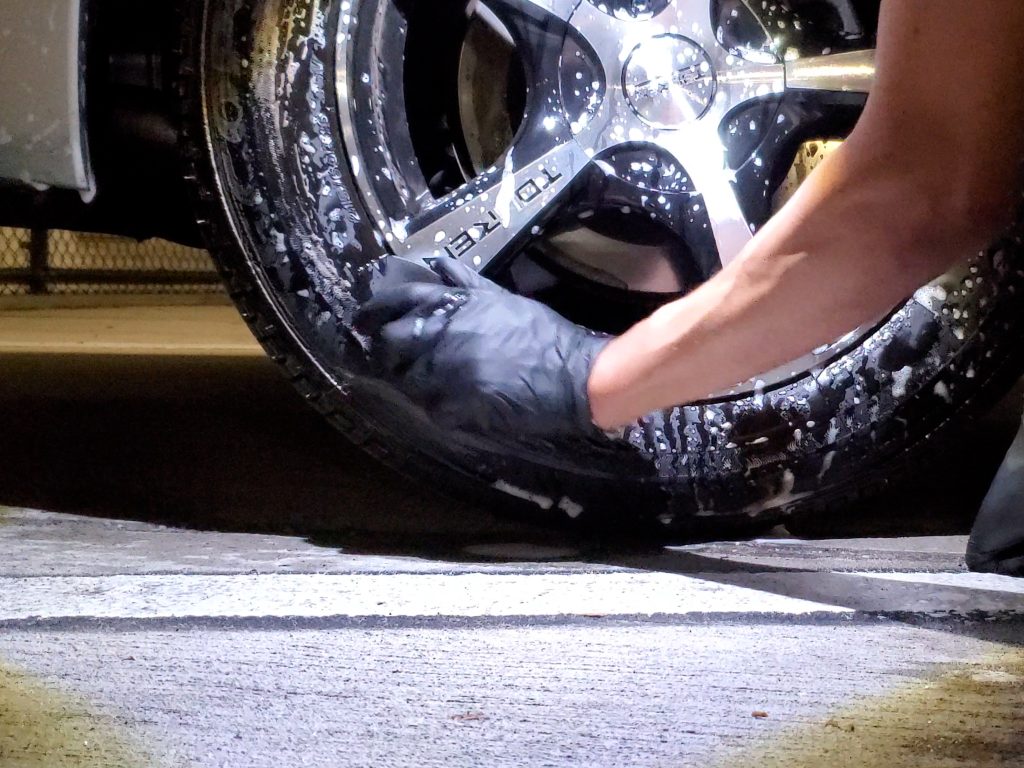 gyeon tire brush in action
