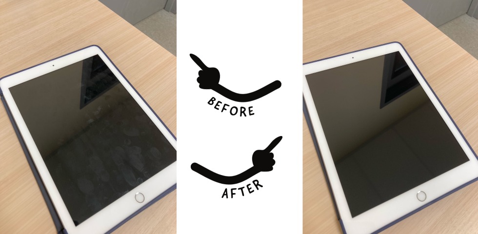 Company iPad Before and After Cleaning