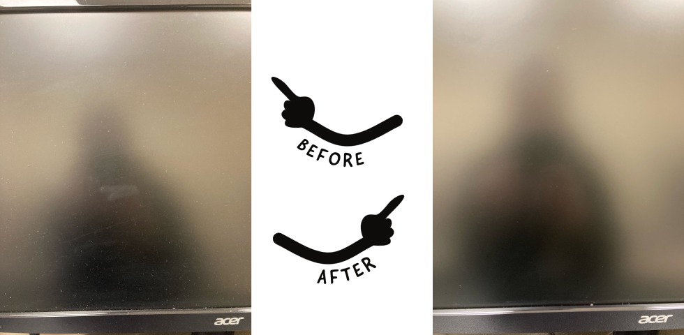 Computer Monitor Before and After Cleaning