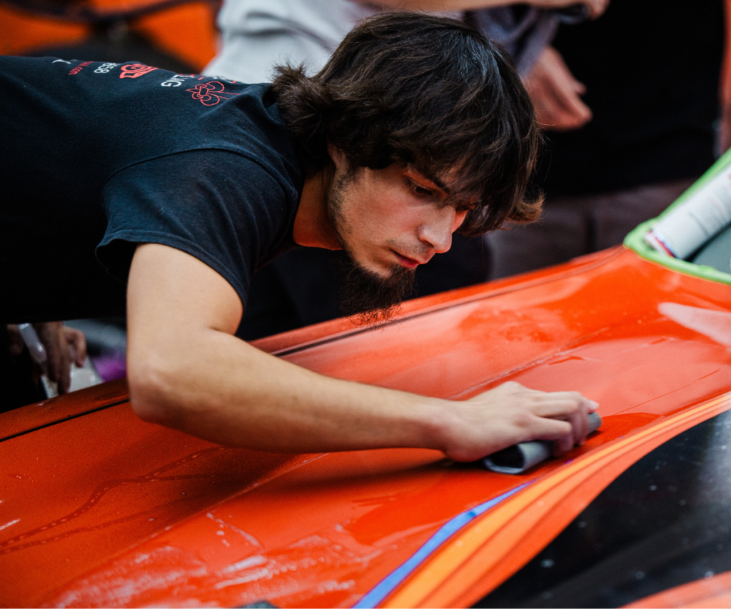 Image of wetsanding at Gloss University on Chevy Camaro