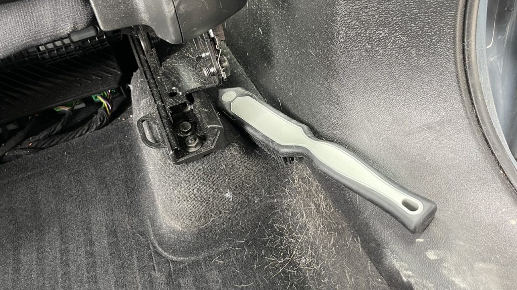 Detail Factory Pet Hair Brush and Rake in car after