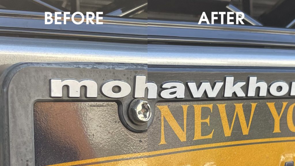 License Plate P&S All Performance Dressing Before After
