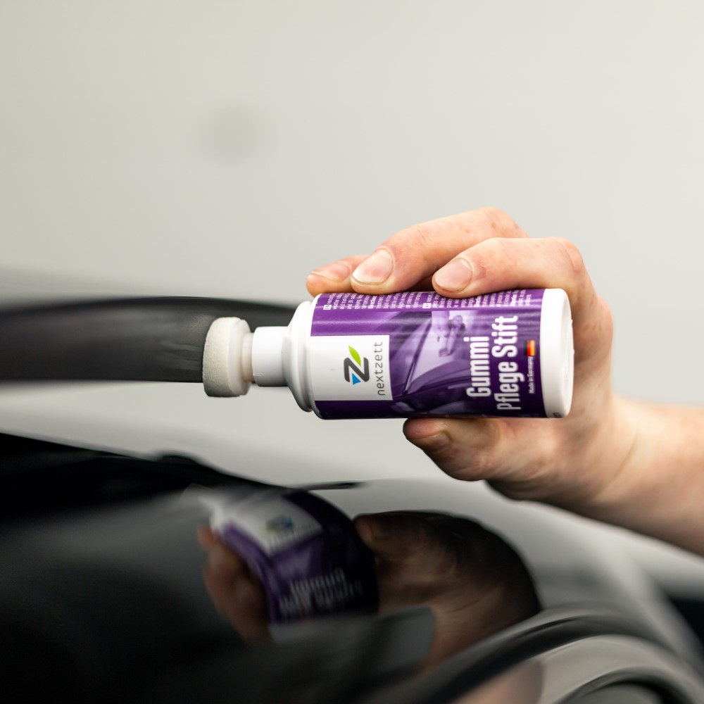 Nextzett Gummi Pflege Stick use on car door weather seals to protect, condition, and prevent freezing in winter