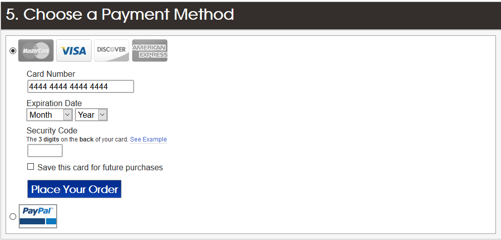 Credit card form