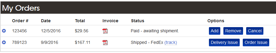 My Account Options