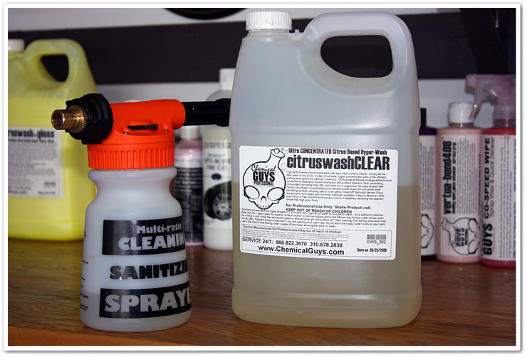 Chemical Guys Citrus Wash and Clear and Gilmour Foammaster II Foam Gun