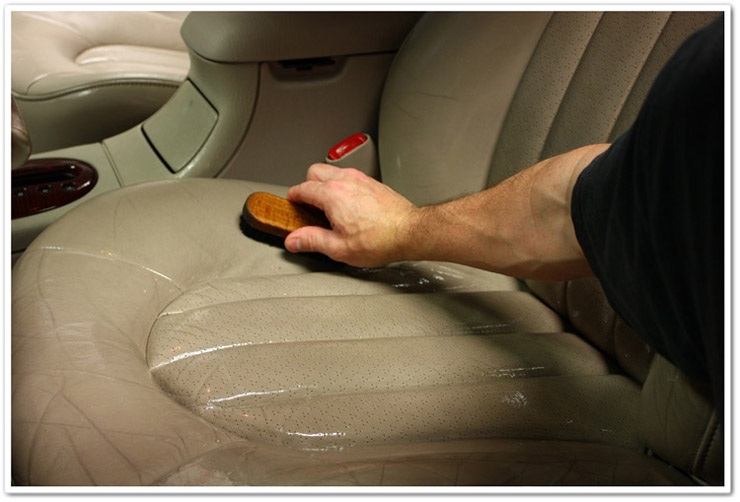 Brushing Prestine Clean into seats Brushing Prestine Clean into seats