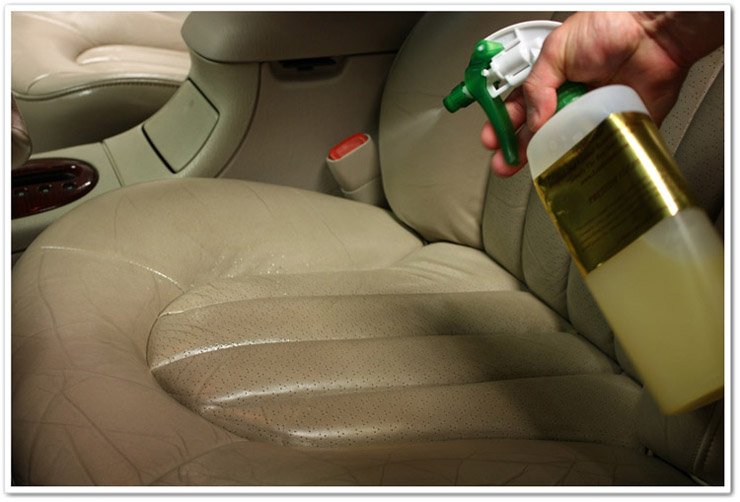 Applying Prestine Clean to seats Applying Prestine Clean to seats