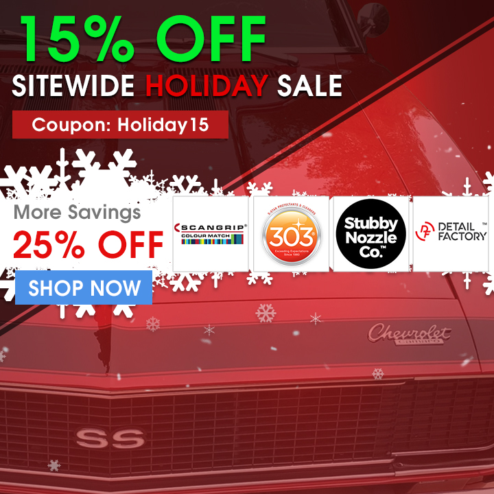 15% Off Sitewide Holiday Sale Coupon Holiday15 - More Savings: 25% Off Scangrip, 303, Stubby Nozzle, and Detail Factory - Shop Now