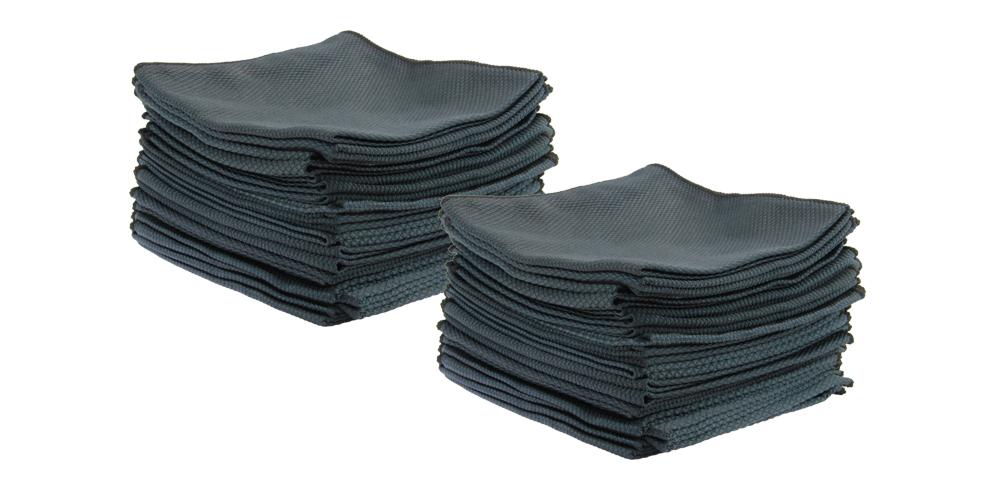 The Rag Company Diamond Glass Towel Black 16" x 16" BULK 48x